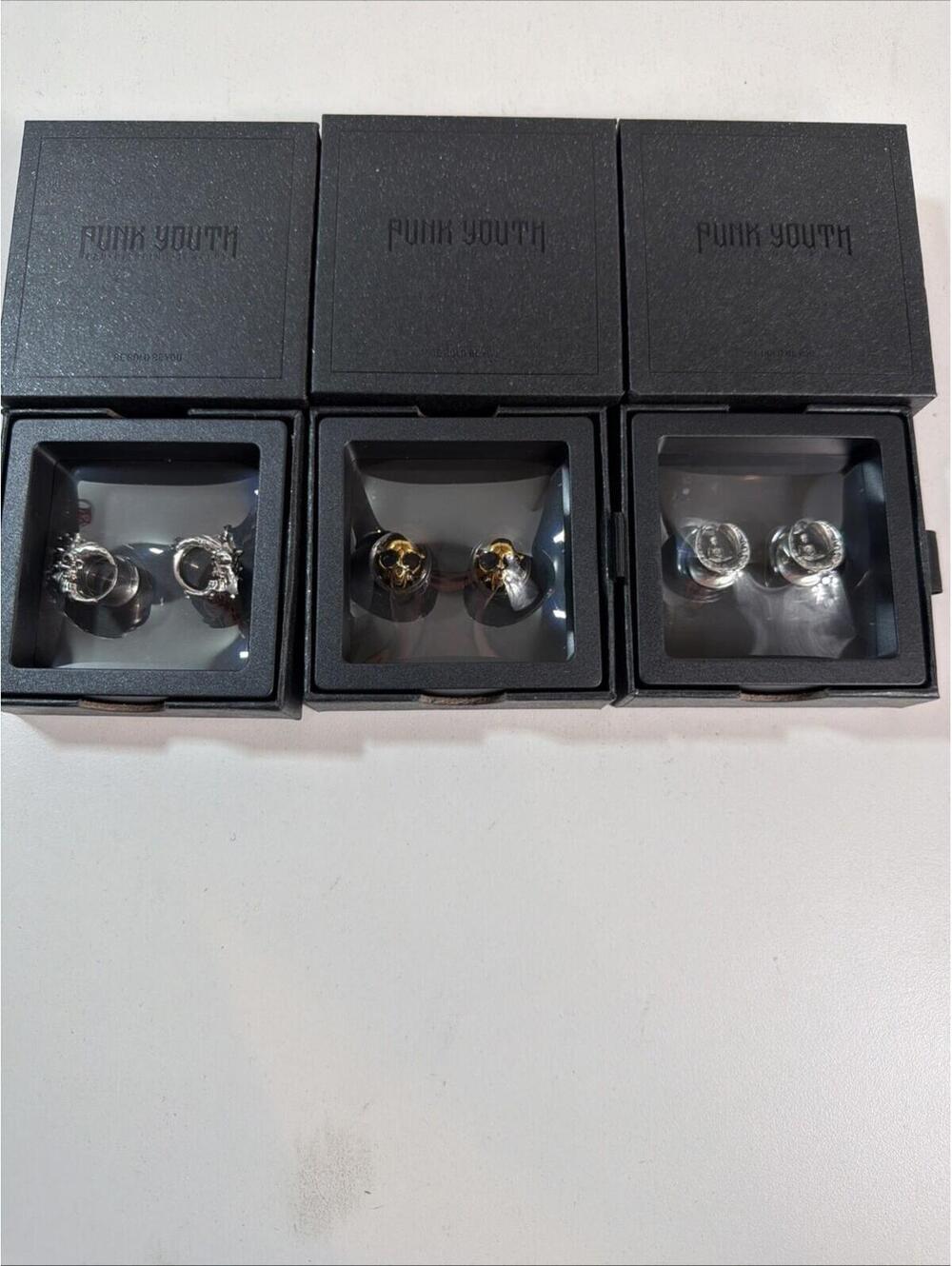 Punk Youth Ear Plugs Gauges Lot of 3 Pairs with Original Boxes